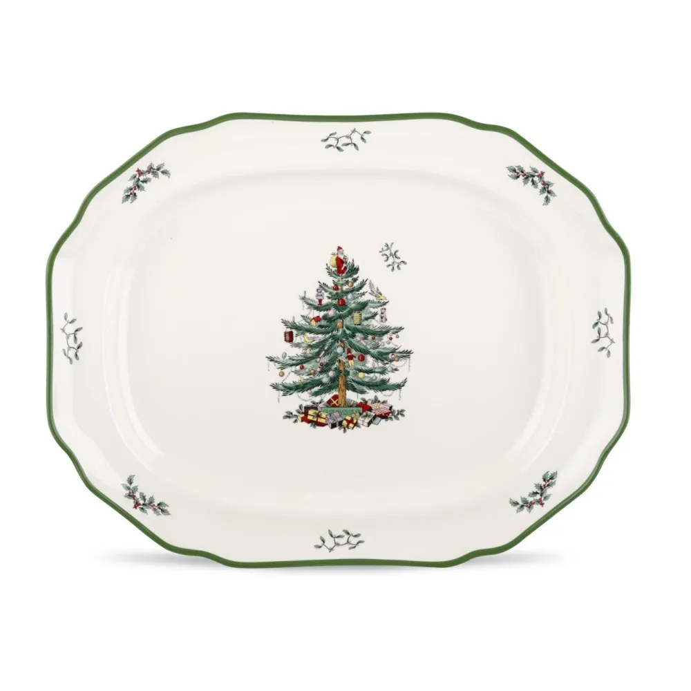 Spode Serving Plates|Christmas Tree Sculpted Platter