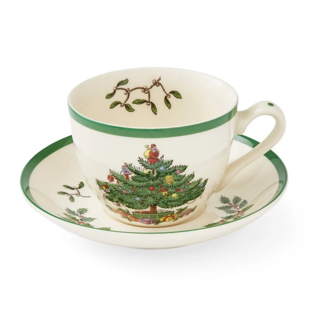 Spode Teacups & Saucers|Christmas Tree Teacup & Saucer