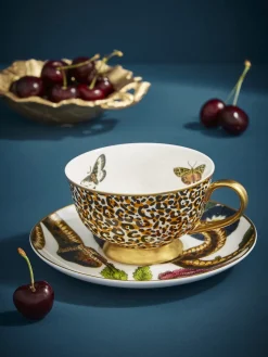 Spode Teacups & Saucers|Creatures of Curiosity Leopard & Snake Coupe Teacup & Saucer