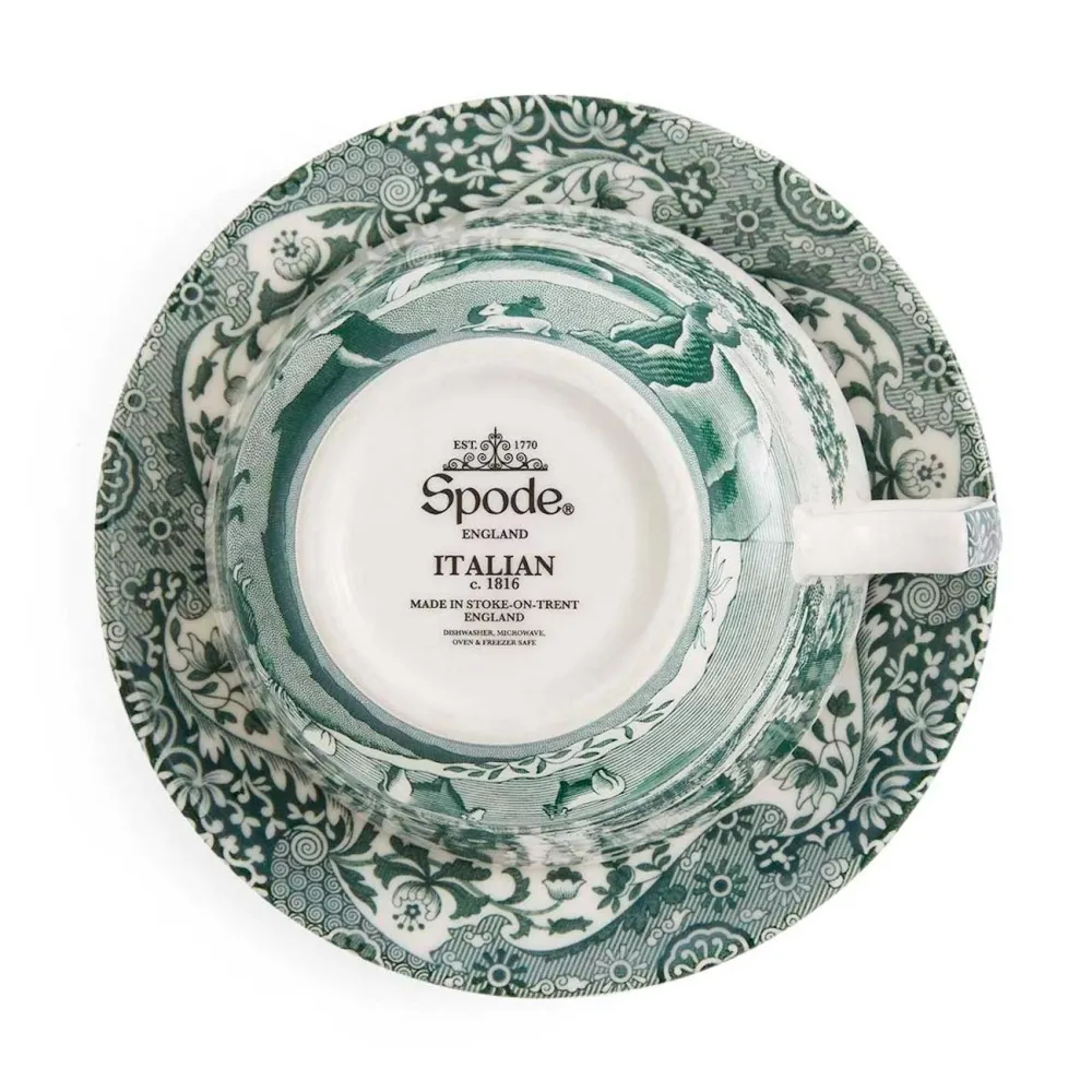 Spode Teacups & Saucers|Green Italian Breakfast Cup & Saucer