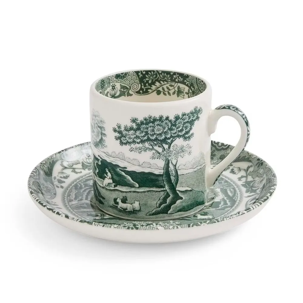 Spode Teacups & Saucers|Green Italian Espresso Cup & Saucer