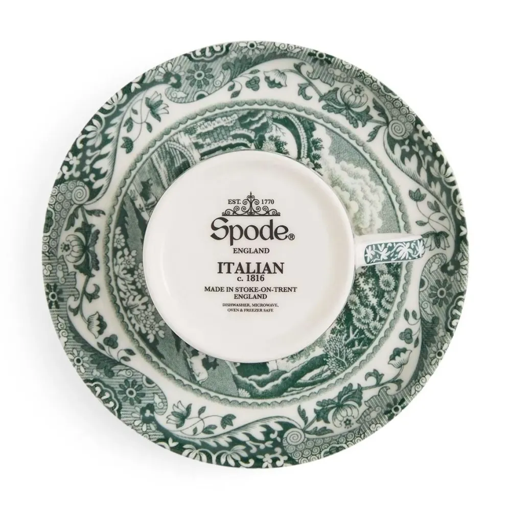 Spode Teacups & Saucers|Green Italian Espresso Cup & Saucer