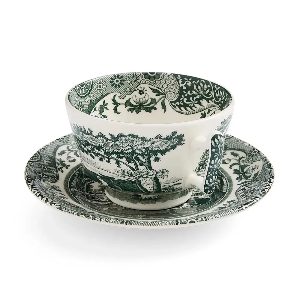 Spode Teacups & Saucers|Green Italian Teacup & Saucer
