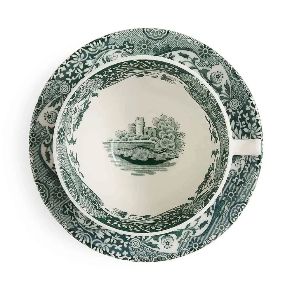 Spode Teacups & Saucers|Green Italian Teacup & Saucer