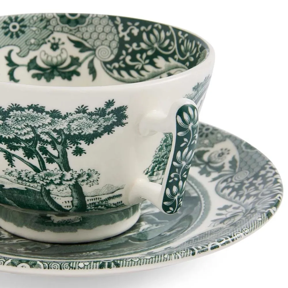 Spode Teacups & Saucers|Green Italian Teacup & Saucer