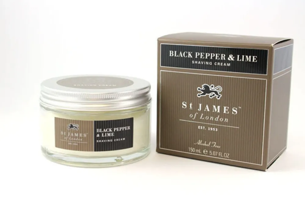St. James of London Shaving Soaps & Cream|Black Pepper & Lime Shaving Cream Jar