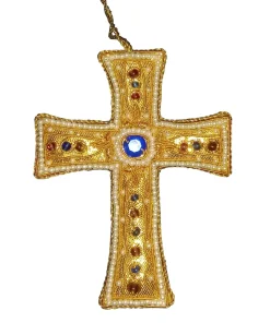 St. Nicolas St. Nicolas Ornaments|Gold T Cross with Pearl Border