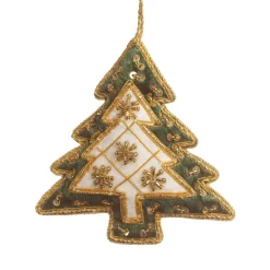 St. Nicolas St. Nicolas Ornaments|Ivory & Green Velvet Starburst Tree Ornament