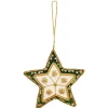 St. Nicolas St. Nicolas Ornaments|Ivory & Green Velvet Starburst Star Ornament