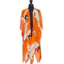 Robes, Nightgowns & Dresses|Tangerine Heron Long Kimono