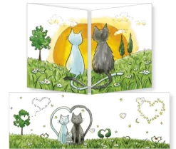 Greeting Cards|The Cats & the Sunset Tri-fold New Baby Card
