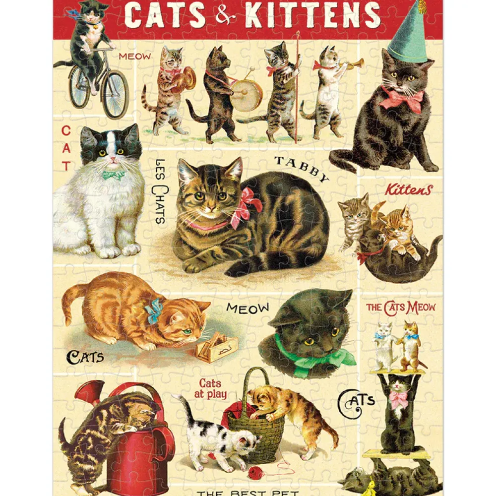 Games & Puzzles|Vintage Cats 240 Piece Mini Puzzle