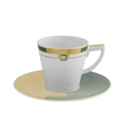 Vista Alegre Teacups & Saucers|Art Deco Emerald Espresso Cup & Saucer