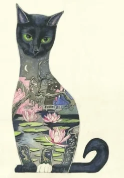Greeting Cards|Watercolor Black Cat Greeting Card