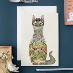 Greeting Cards|Watercolor Cat in a Rose Garden Greeting Card