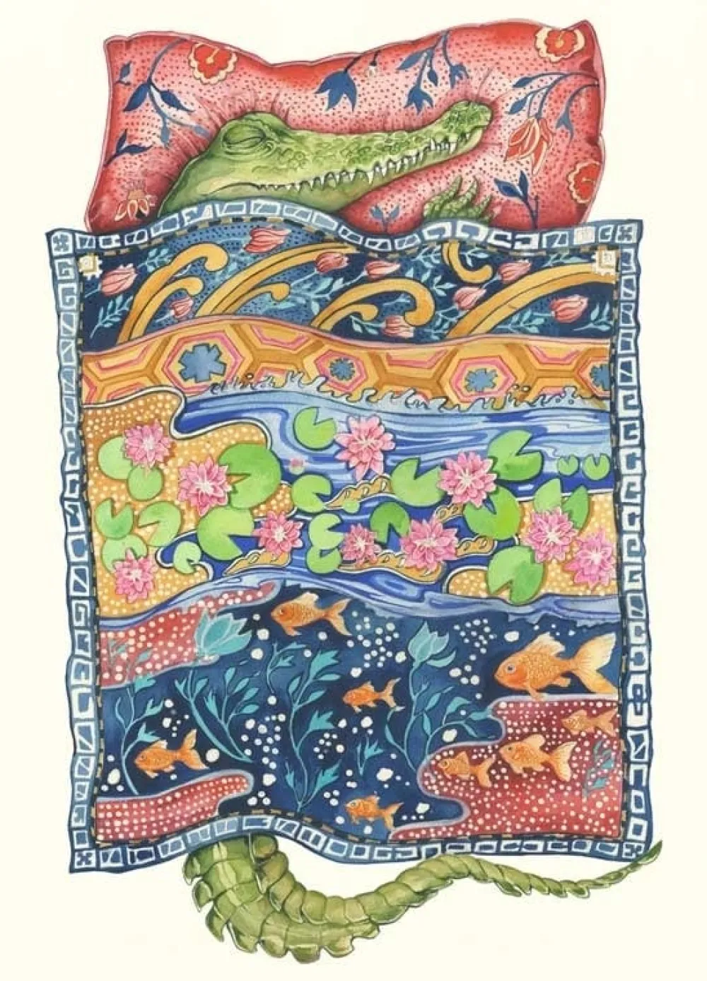 Greeting Cards|Watercolor Crocodile Asleep Greeting Card
