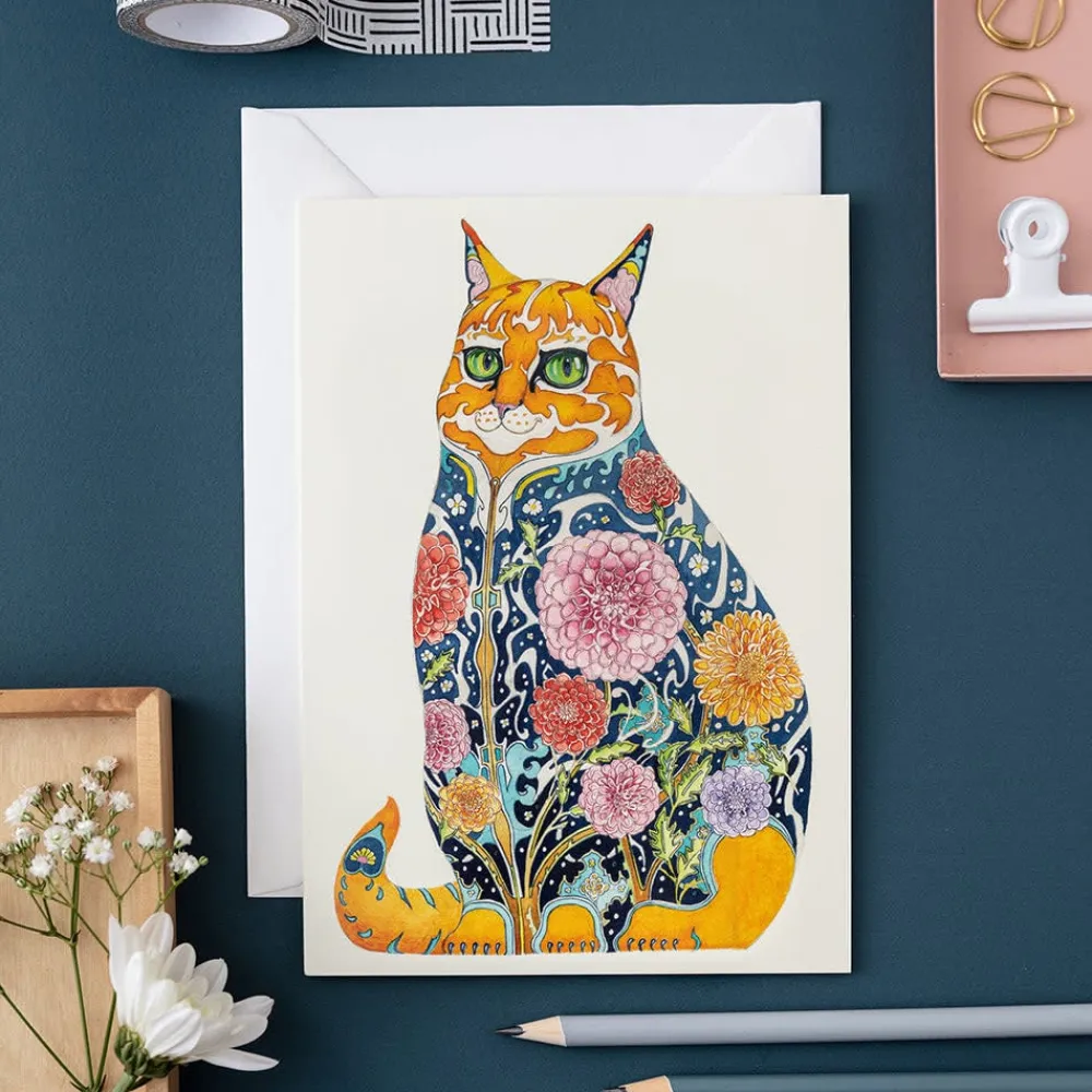 Greeting Cards|Watercolor Ginger Tom Cat Greeting Card