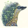 Greeting Cards|Watercolor Hedgehog at Night Greeting Card