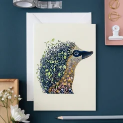 Greeting Cards|Watercolor Hedgehog at Night Greeting Card