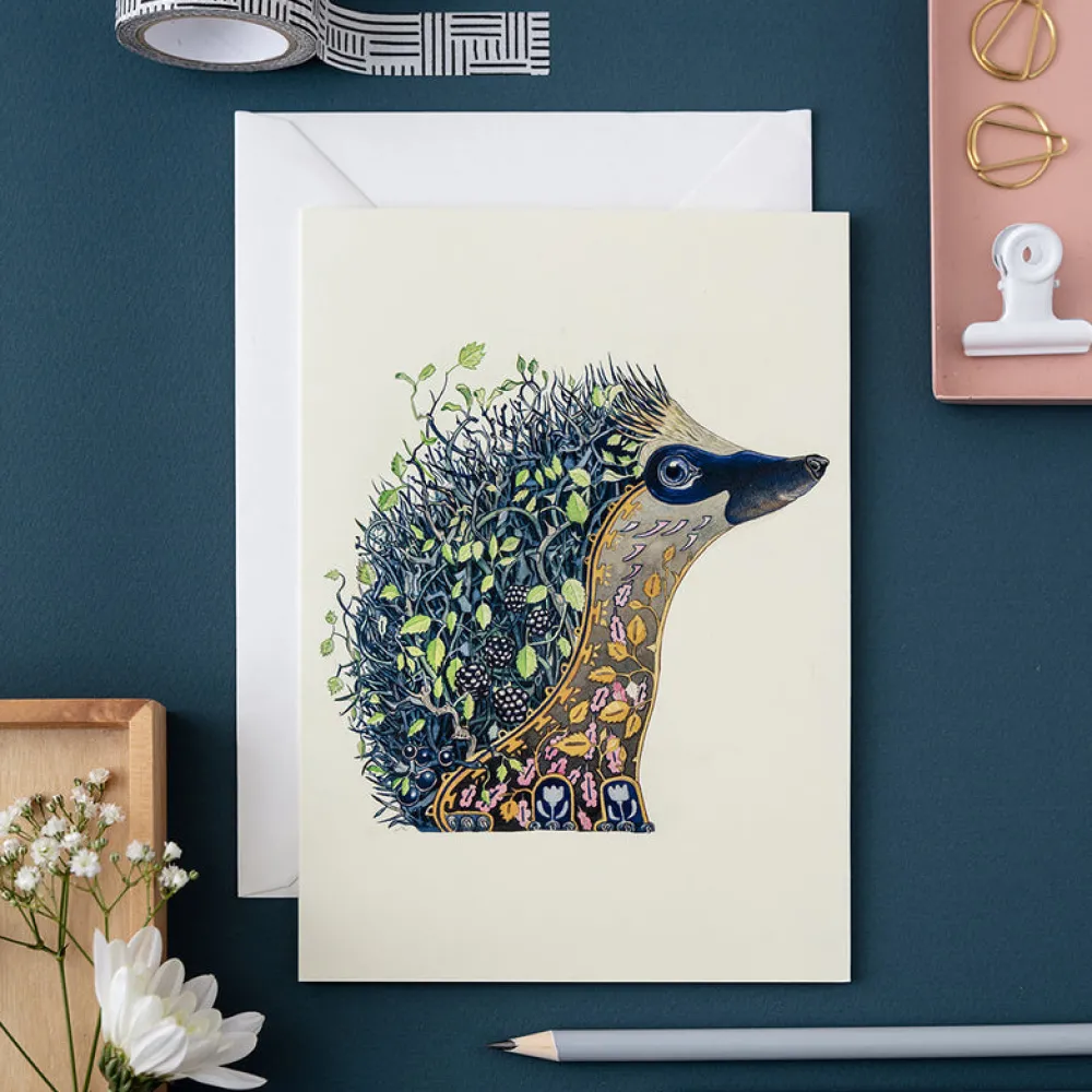 Greeting Cards|Watercolor Hedgehog at Night Greeting Card