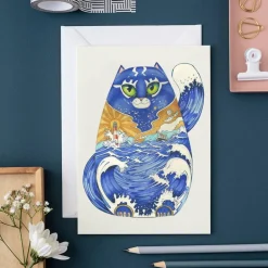 Greeting Cards|Watercolor Ships Cat Greeting Card