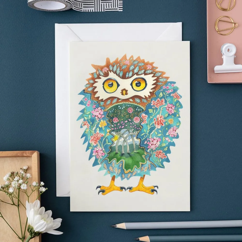 Greeting Cards|Watercolor Tawny Owl Greeting Card