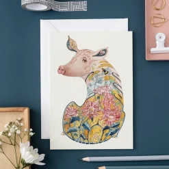 Greeting Cards|Watercolour Pig Greeting Card