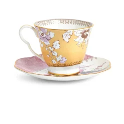 Wedgwood Teacups & Saucers|Butterfly Bloom Yellow Floral Bouquet Teacup & Saucer