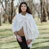Scarves & Wraps|White Lambswool Draped Shawl