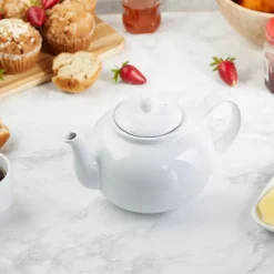 Teapots|White Small Stoneware Teapot