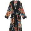 Robes, Nightgowns & Dresses|Woven Flower Black Crepe Robe Gown