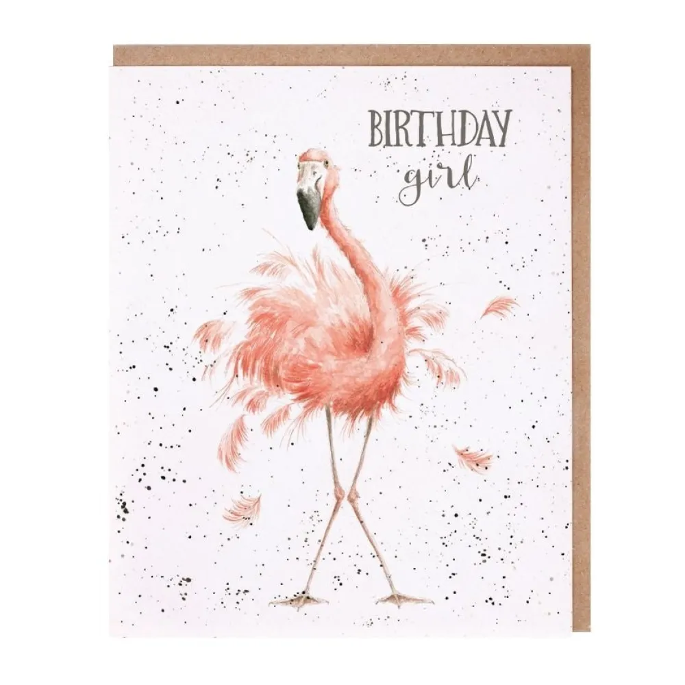Wrendale Greeting Cards|'Birthday Girl' Flamingo Birthday Card