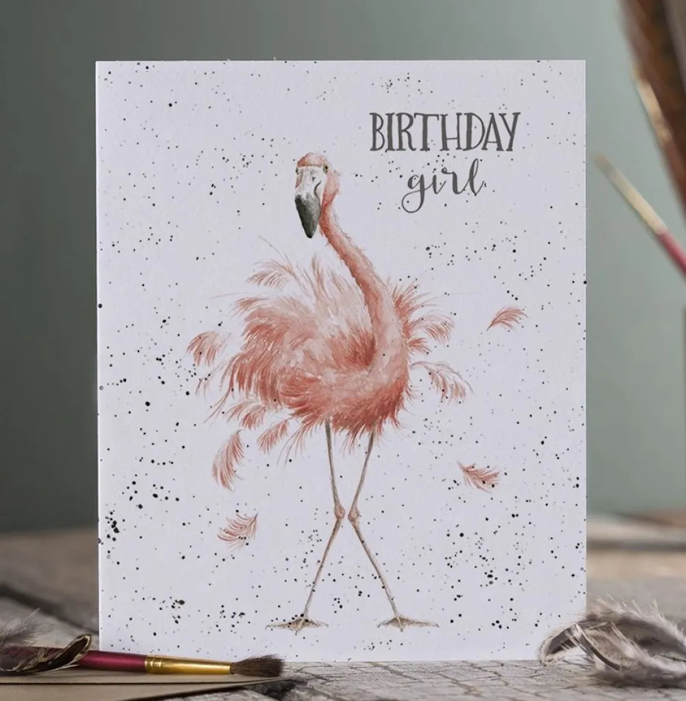 Wrendale Greeting Cards|'Birthday Girl' Flamingo Birthday Card