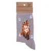 Wrendale Socks|'Born to be Wild' Fox Gray Women's Socks