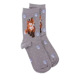 Wrendale Socks|'Born to be Wild' Fox Gray Women's Socks