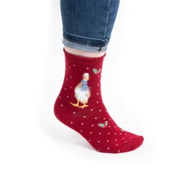 Wrendale Socks|'Christmas Scarves' Duck Red Women's Socks