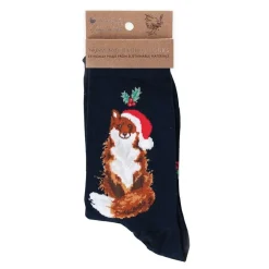 Wrendale Socks|'Festive Fox' Navy Women's Socks