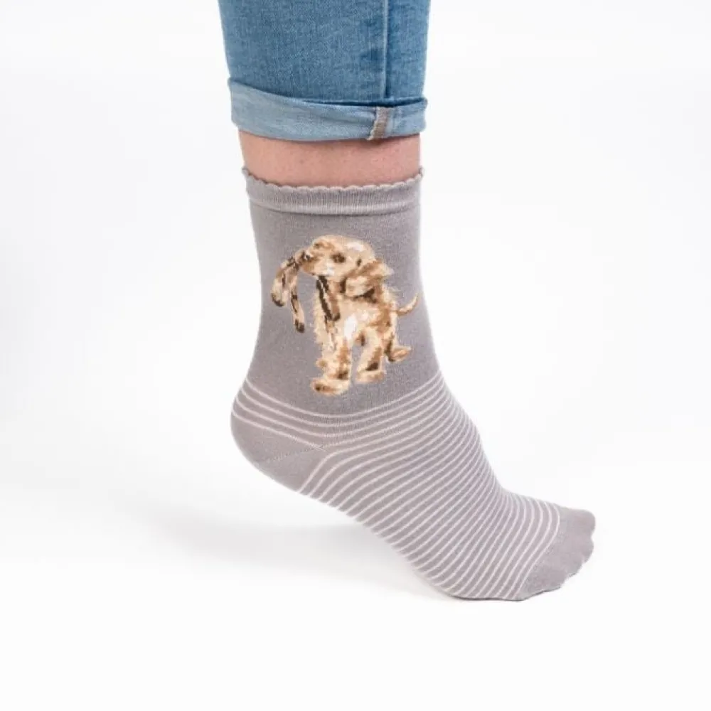 Wrendale Socks|'Hopeful' Labrador Gray Women's Socks