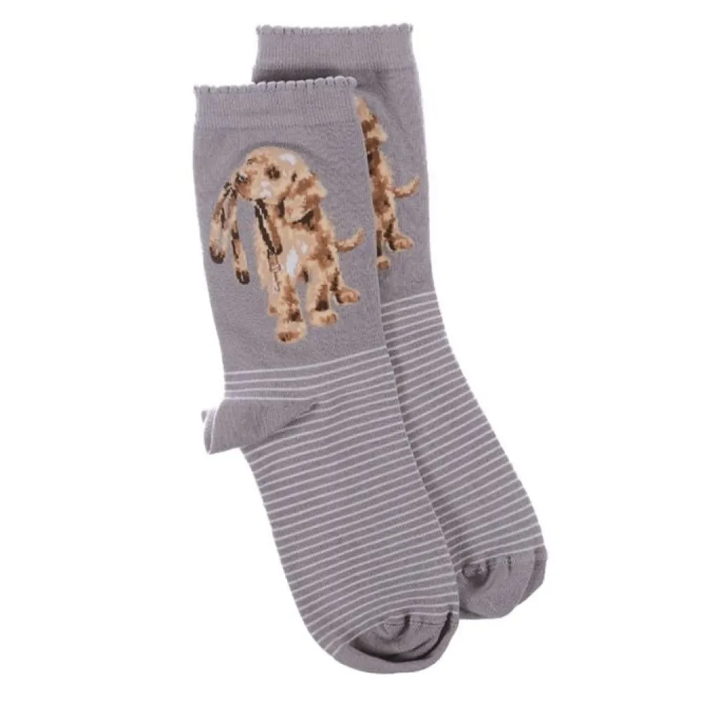 Wrendale Socks|'Hopeful' Labrador Gray Women's Socks