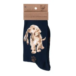 Wrendale Socks|'Hopeful' Labrador Navy Women's Socks