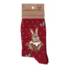 Wrendale Socks|'Little Pudding' Christmas Rabbit Red Women's Socks