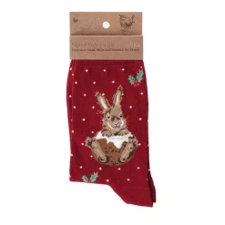 Wrendale Socks|'Little Pudding' Christmas Rabbit Red Women's Socks