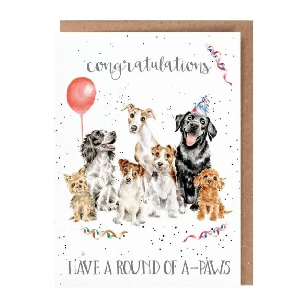 Wrendale Greeting Cards|Round of A-Paws Dog Birthday Card