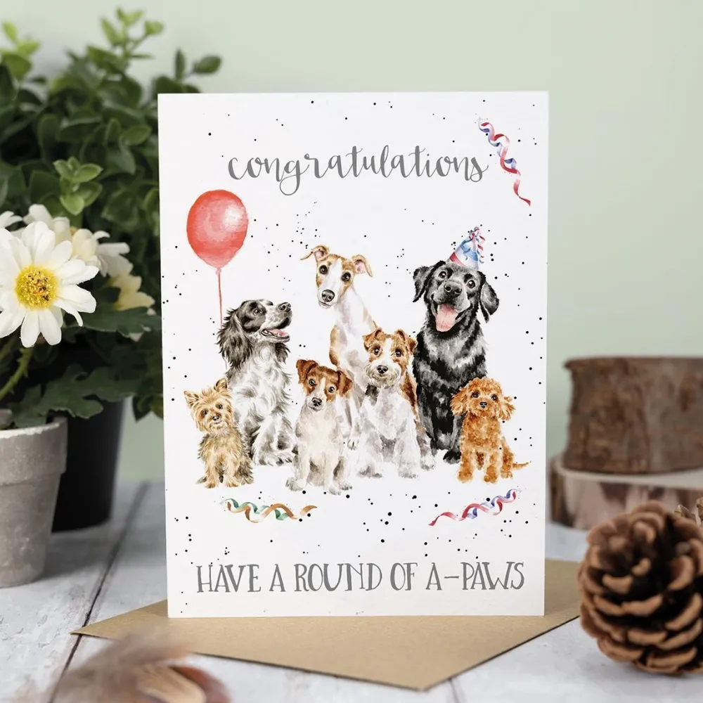 Wrendale Greeting Cards|Round of A-Paws Dog Birthday Card