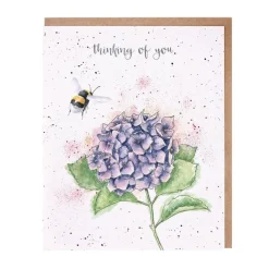 Wrendale Greeting Cards|'Thinking of You Hydrangea' Bee Sympathy Card