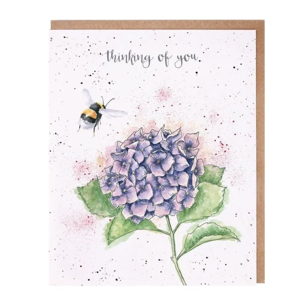 Wrendale Greeting Cards|'Thinking of You Hydrangea' Bee Sympathy Card
